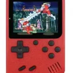 Red handheld game console wit over 500 games