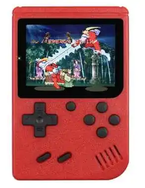 Red handheld game console wit over 500 games
